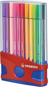 Stylo feutre Stabilo Pen 68, couleurs assorties - Boîte de 20